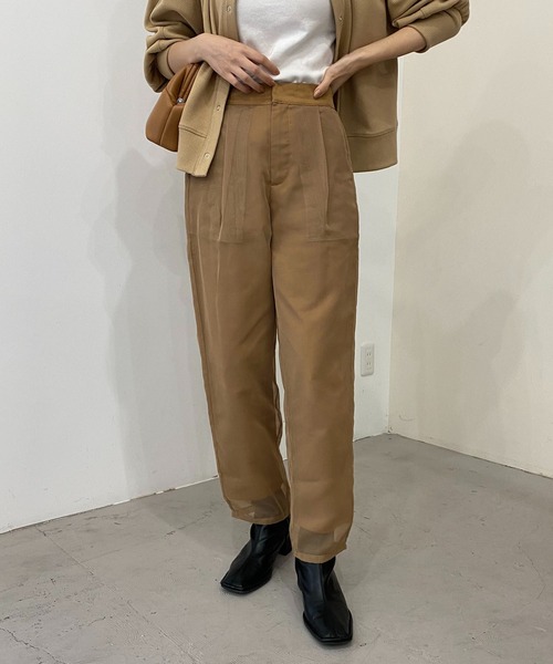 CAPRICIEUX LE'MAGE（カプリシューレマージュ）の「シアーレイヤードパンツ（その他パンツ・レディース・ブラック/キャメル・38/36）」の2枚目の写真