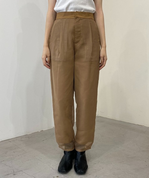 CAPRICIEUX LE'MAGE（カプリシューレマージュ）の「シアーレイヤードパンツ（その他パンツ・レディース・ブラック/キャメル・38/36）」の9枚目の写真