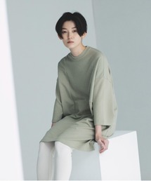 PAPER PILE URAKE BLOCKING TUNIC / 裏毛ブロッキングチュニック