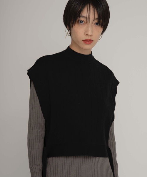 ANT(アント)の「レイヤードリブニットワンピース【ANT】(ワンピース・レディース・ブラック/グレー/カーキ・FREE)」の16枚目の写真