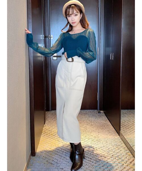 RESEXXY（リゼクシー）の「パフスリーブレースコンビニット（ニット/セーター・レディース・グリーン/ブラック/オフホワイト・FREE）」の17枚目の写真