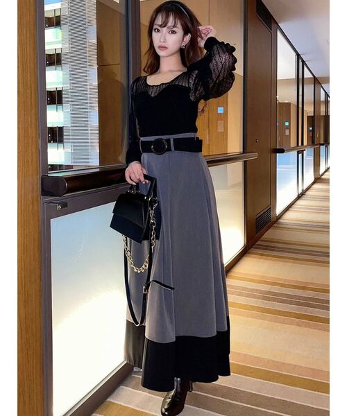 RESEXXY（リゼクシー）の「パフスリーブレースコンビニット（ニット/セーター・レディース・グリーン/ブラック/オフホワイト・FREE）」の10枚目の写真