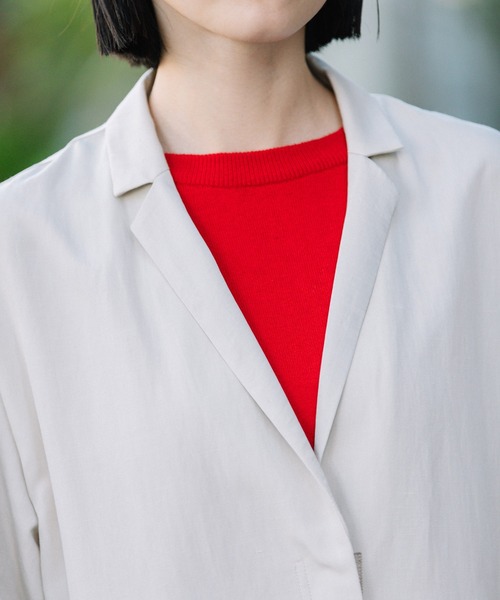 Munich（ミューニック）の「ポリエステルヴィスコースリネン×サテンチェスターコート（チェスターコート・レディース・ブラック/モカ/グレイッシュベージュ・S/XS）」の11枚目の写真