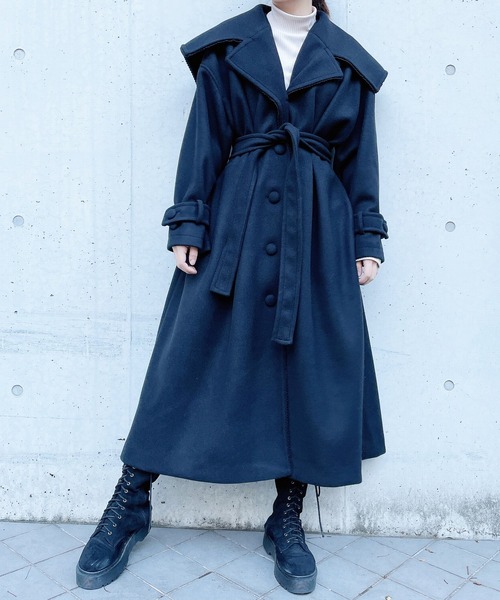 lilLilly（リルリリー）の「タックセーラーロングコート（チェスターコート・レディース・ブラック/ピンク/ブルー・FREE）」の14枚目の写真