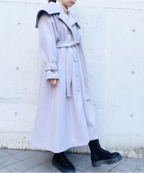 lilLilly（リルリリー）の「タックセーラーロングコート（チェスターコート・レディース・ブラック/ピンク/ブルー・FREE）」の9枚目の写真