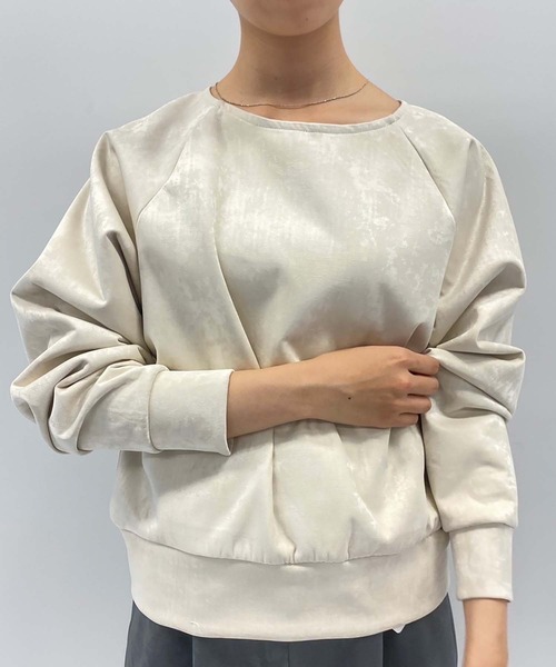 leswel（レスウェル）の「モチモチ スエード調 ラグラントレーナー（Tシャツ/カットソー・レディース・ブラウン/チャコールグレー/クリーム・4L/LL/3L/M/5L/L）」の3枚目の写真