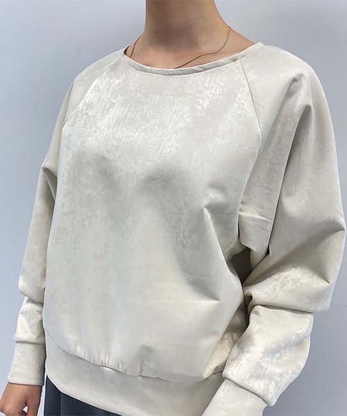 leswel（レスウェル）の「モチモチ スエード調 ラグラントレーナー（Tシャツ/カットソー・レディース・ブラウン/チャコールグレー/クリーム・4L/LL/3L/M/5L/L）」の12枚目の写真