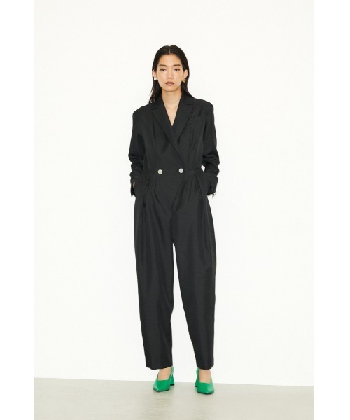 THROW by SLY(スローバイスライ)の「THROW MANISH JUMP SUITS マニッシュ ジャンプスーツ(つなぎ/オールインワン・レディース・ブラック/ライトグリーン・1/0)」の2枚目の写真