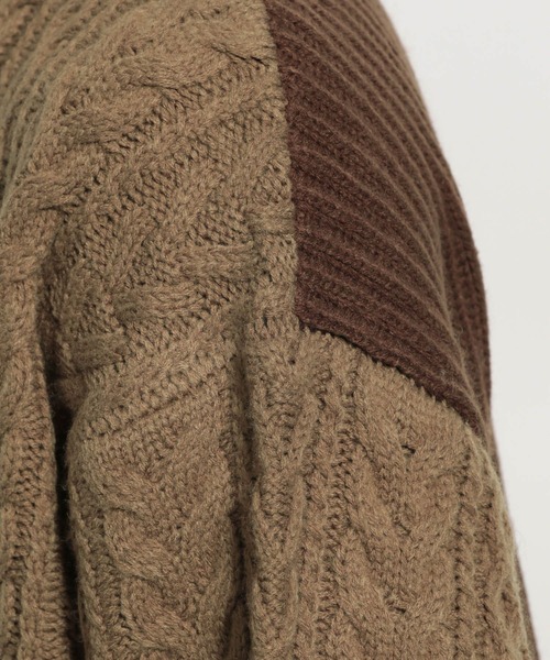 niko and...（ニコアンド）の「アラン柄BIGニットプルオーバー（ニット/セーター・メンズ・ネイビー/ブラウン/アイボリー・MEDIUM/LARGE）」の10枚目の写真