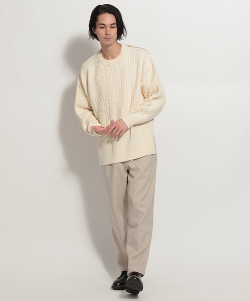 niko and...（ニコアンド）の「アラン柄BIGニットプルオーバー（ニット/セーター・メンズ・ネイビー/ブラウン/アイボリー・MEDIUM/LARGE）」の17枚目の写真