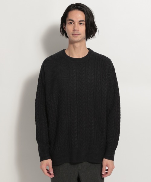 niko and...（ニコアンド）の「アラン柄BIGニットプルオーバー（ニット/セーター・メンズ・ネイビー/ブラウン/アイボリー・MEDIUM/LARGE）」の13枚目の写真