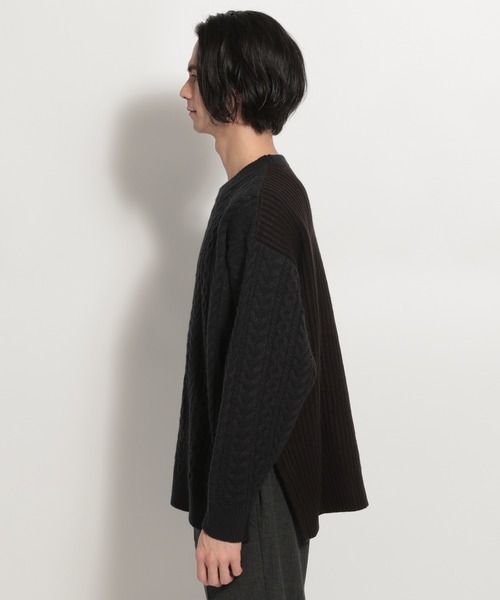 niko and...（ニコアンド）の「アラン柄BIGニットプルオーバー（ニット/セーター・メンズ・ネイビー/ブラウン/アイボリー・MEDIUM/LARGE）」の9枚目の写真