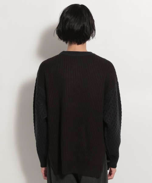 niko and...（ニコアンド）の「アラン柄BIGニットプルオーバー（ニット/セーター・メンズ・ネイビー/ブラウン/アイボリー・MEDIUM/LARGE）」の7枚目の写真