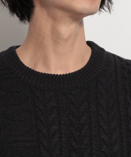 niko and...（ニコアンド）の「アラン柄BIGニットプルオーバー（ニット/セーター・メンズ・ネイビー/ブラウン/アイボリー・MEDIUM/LARGE）」の11枚目の写真