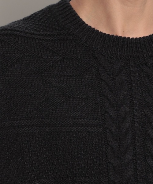 niko and...（ニコアンド）の「アラン柄BIGニットプルオーバー（ニット/セーター・メンズ・ネイビー/ブラウン/アイボリー・MEDIUM/LARGE）」の5枚目の写真