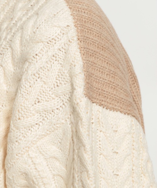 niko and...（ニコアンド）の「アラン柄BIGニットプルオーバー（ニット/セーター・メンズ・ネイビー/ブラウン/アイボリー・MEDIUM/LARGE）」の12枚目の写真