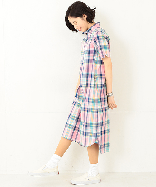 beams boy マドラスチェック シャツワンピース BEAMS BOY（ビームスボーイ）の「BEAMS BOY / マドラス ボタン