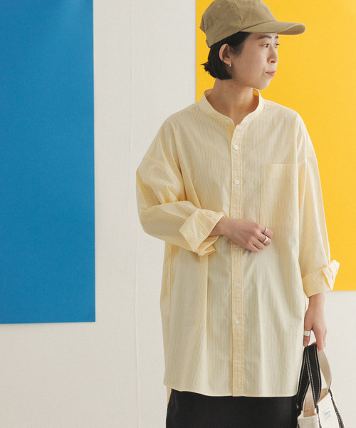 FORK&SPOON(フォークアンドスプーン)の「FORK&SPOON オックスロングシャツ(シャツ/ブラウス・レディース・ブルー/グリーン系その他/イエロー系その他・ONE)」の4枚目の写真