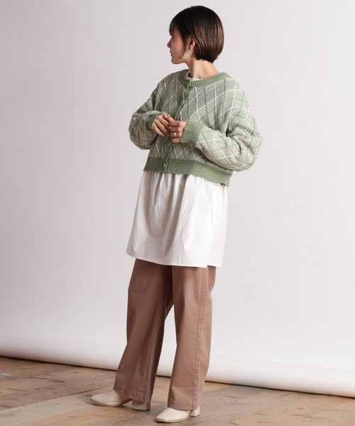 cepo(セポ)の「【SET ITEM】アーガイルショートニットカーディガン+ティアードシャツワンピース(カーディガン/ボレロ・レディース・ブラック/パープル/ライム・M)」の13枚目の写真