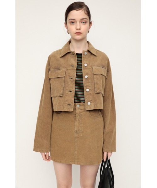 SLY（スライ）の「BLEACH CORDUROY SHORT JK ブリーチ コーデュロイ ショート ジャケット（カバーオール・レディース・ピンク/キャメル・FREE）」の12枚目の写真