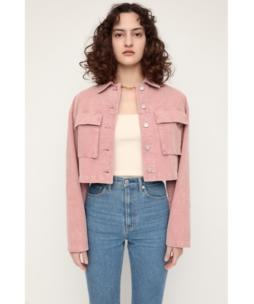 SLY（スライ）の「BLEACH CORDUROY SHORT JK ブリーチ コーデュロイ ショート ジャケット（カバーオール・レディース・ピンク/キャメル・FREE）」の17枚目の写真