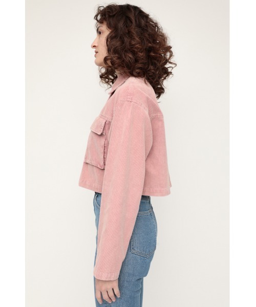 SLY（スライ）の「BLEACH CORDUROY SHORT JK ブリーチ コーデュロイ ショート ジャケット（カバーオール・レディース・ピンク/キャメル・FREE）」の20枚目の写真