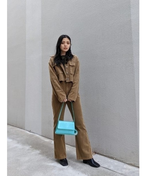 SLY（スライ）の「BLEACH CORDUROY SHORT JK ブリーチ コーデュロイ ショート ジャケット（カバーオール・レディース・ピンク/キャメル・FREE）」の11枚目の写真