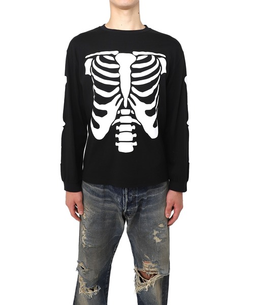 MYne（マイン）の「【MYne】Bone Printed Long Sleeve T-shirt（Tシャツ/カットソー・メンズ・ブラック/ホワイト・L/M/S）」の2枚目の写真