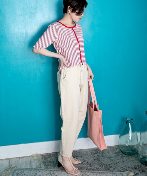 RETRO GIRL(レトロガール)の「ゆるデニムパンツ(デニムパンツ・レディース・アイボリー/ブラック/ケミカルウォッシュ/ピンク/ブラック系その他・FREE)」の9枚目の写真