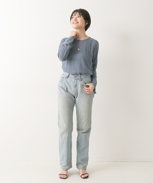 Simplicite（サンプリシテ）の「ベルスリーブレースプルオーバー◆（Tシャツ/カットソー・レディース・ホワイト/ベージュ/ブルー系その他・FREE）」の12枚目の写真