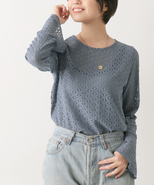 Simplicite（サンプリシテ）の「ベルスリーブレースプルオーバー◆（Tシャツ/カットソー・レディース・ホワイト/ベージュ/ブルー系その他・FREE）」の11枚目の写真