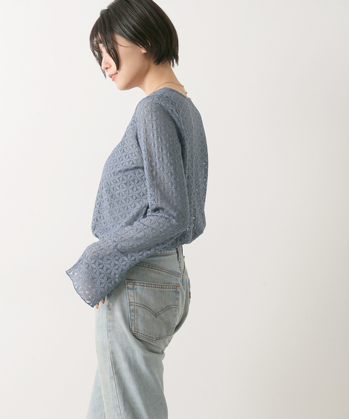 Simplicite（サンプリシテ）の「ベルスリーブレースプルオーバー◆（Tシャツ/カットソー・レディース・ホワイト/ベージュ/ブルー系その他・FREE）」の10枚目の写真