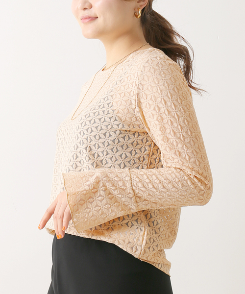 Simplicite（サンプリシテ）の「ベルスリーブレースプルオーバー◆（Tシャツ/カットソー・レディース・ホワイト/ベージュ/ブルー系その他・FREE）」の6枚目の写真