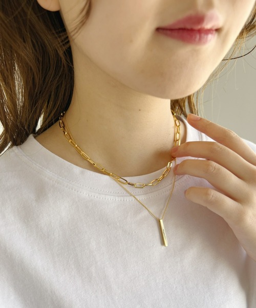 at12:03（アットイチニーゼロサン）の「ポイントプレート２連チェーンネックレス（ネックレス・レディース・シルバー/ゴールド・FREE）」の10枚目の写真