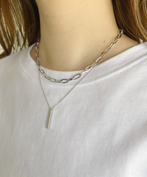at12:03（アットイチニーゼロサン）の「ポイントプレート２連チェーンネックレス（ネックレス・レディース・シルバー/ゴールド・FREE）」の22枚目の写真