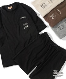 PEANUTS（ピーナッツ）の「【PEANUTS/ピーナッツ】SNOOPY スヌーピー/パイルポケットTシャツ+ショートパンツ/セットアップ（ルームウェア/パジャマ）」