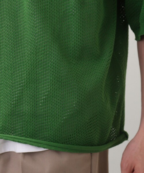 THE SHOP TK （ザ ショップ ティーケー ）の「◆【SETアイテム】メッシュヘリンボンニットレイヤードTシャツ（ニット/セーター・メンズ・チャコールグレー/グリーン/サンドベージュ/マスタード・02/03/04）」の8枚目の写真