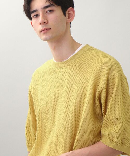 THE SHOP TK （ザ ショップ ティーケー ）の「◆【SETアイテム】メッシュヘリンボンニットレイヤードTシャツ（ニット/セーター・メンズ・チャコールグレー/グリーン/サンドベージュ/マスタード・02/03/04）」の21枚目の写真