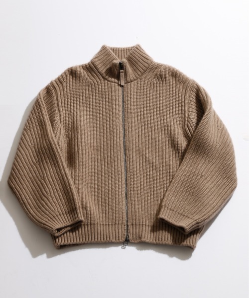 And A（アンドエー）の「unfil アンフィル / cashmere chunky ribbed-knit zip front jacket カシミヤ チャンキーリブニット ジップジャケット ハイネックニットジャージ / WWFL-UU001（ニット/セーター・メンズ・ダークネイビー/ブラウン・4）」の14枚目の写真