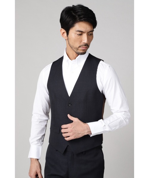 HIGH STREET（ハイストリート）の「HIGH STREET∴MARZOTTOウール麻シャンブレーベスト（ベスト・メンズ・ネイビー/ブラック・L/LL/S）」の2枚目の写真