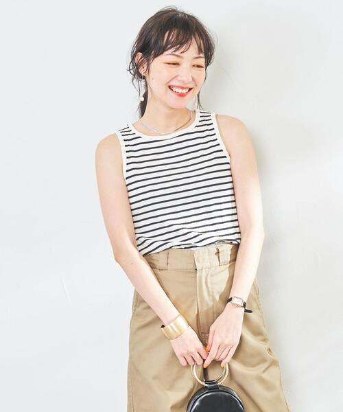 coen(コーエン)の「アメリカンスリーブボーダータンクトップ(タンクトップ・レディース・モカ/オフホワイト/ライトグレー・L/M)」の7枚目の写真