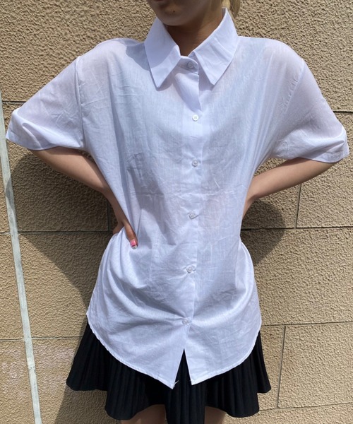 WC(ダブル シー)の「無地半袖シャツ(シャツ/ブラウス・レディース・ホワイト/ブラック・FREE)」の14枚目の写真