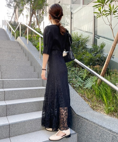 Heather（ヘザー）の「レース切り替えワンピース　284700（ドレス・レディース・ブルー/ブラック・FREE）」の10枚目の写真