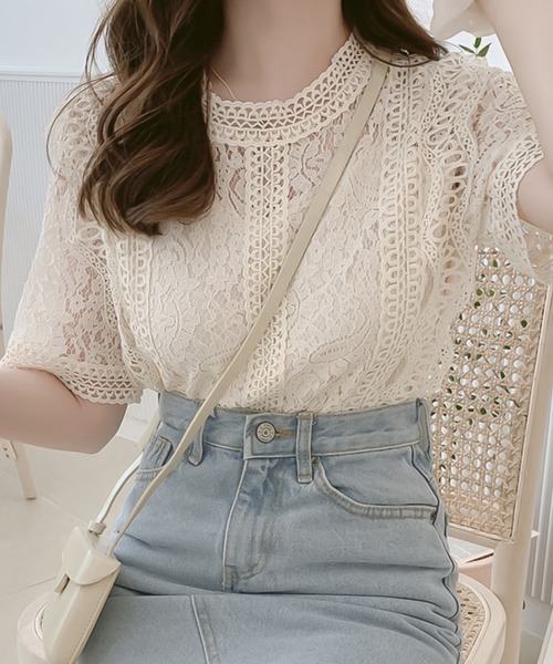セール】レース半袖トップス（Tシャツ/カットソー）｜Girly Doll