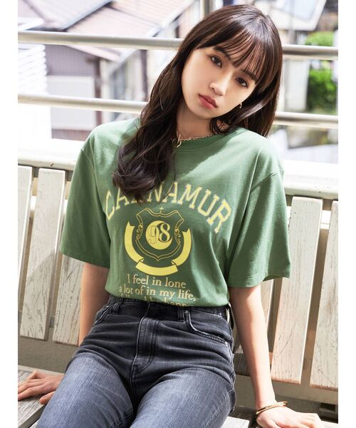 CALNAMUR(カルナムール)の「カレッジ風ロゴTシャツ(Tシャツ/カットソー・レディース・ブラック/グレー/グリーン・MEDIUM/LARGE)」の14枚目の写真