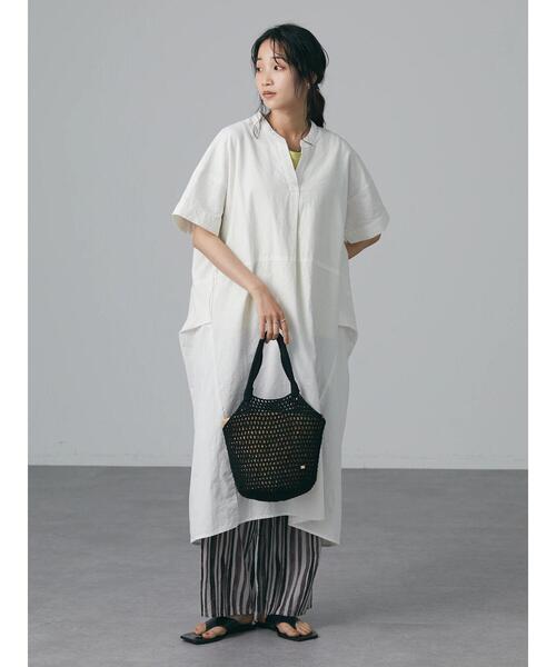 CRAFT STANDARD BOUTIQUE（クラフトスタンダードブティック）の「綿麻スキッパーワンピース　＊◆（ワンピース・レディース・ブラック/オフホワイト/カーキ/マスタード・FREE）」の5枚目の写真