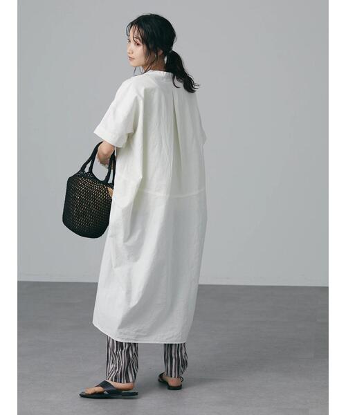CRAFT STANDARD BOUTIQUE（クラフトスタンダードブティック）の「綿麻スキッパーワンピース　＊◆（ワンピース・レディース・ブラック/オフホワイト/カーキ/マスタード・FREE）」の8枚目の写真