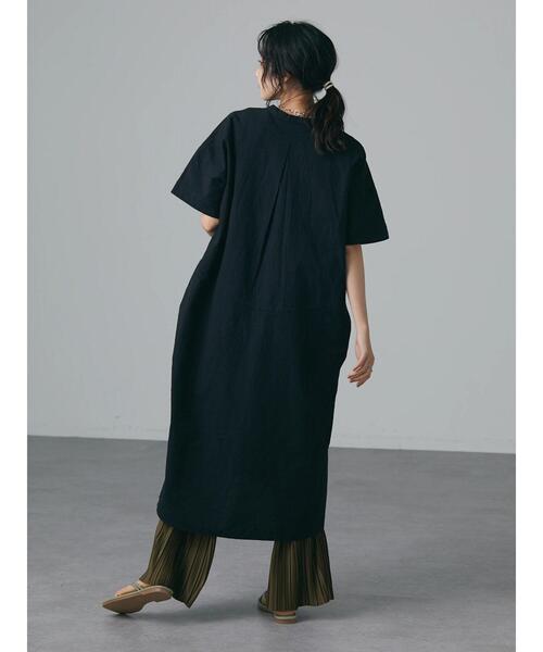 CRAFT STANDARD BOUTIQUE（クラフトスタンダードブティック）の「綿麻スキッパーワンピース　＊◆（ワンピース・レディース・ブラック/オフホワイト/カーキ/マスタード・FREE）」の12枚目の写真