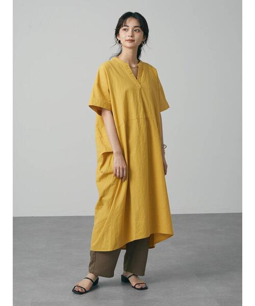 CRAFT STANDARD BOUTIQUE（クラフトスタンダードブティック）の「綿麻スキッパーワンピース　＊◆（ワンピース・レディース・ブラック/オフホワイト/カーキ/マスタード・FREE）」の13枚目の写真