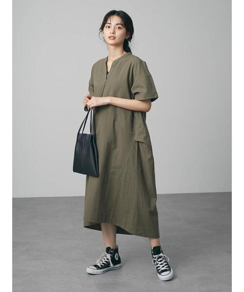 CRAFT STANDARD BOUTIQUE（クラフトスタンダードブティック）の「綿麻スキッパーワンピース　＊◆（ワンピース・レディース・ブラック/オフホワイト/カーキ/マスタード・FREE）」の18枚目の写真